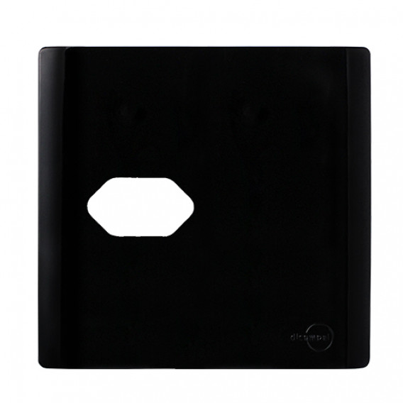 Placa p/ 1 Tomada Horizontal 4x4 - Novara Preto Brilhante 